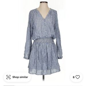Rails Linen Striped Blue and White Dress